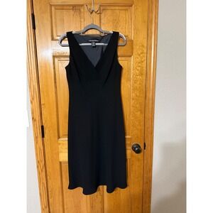 Jones Wear Dress Black Sleeveless V Neck Knee Length Career Size 12